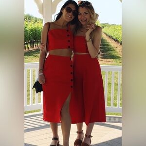 Urban Outfitters Crop Top & Skirt Set - Red - Size M top, Size XS bottom